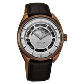 Titan Stellar Cupola Automatic Men's Watch, Sun Moon Phase and Silver Dial and Brown Leather Strap, 10011QL01